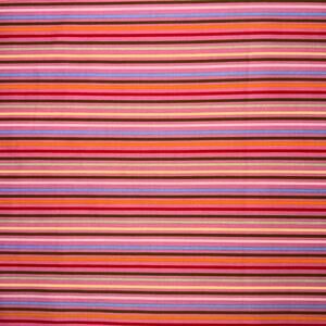 Vintage Joann Multi-Colored Stripe Print on Pink Cotton Twill Fabric - 1/2 Yard